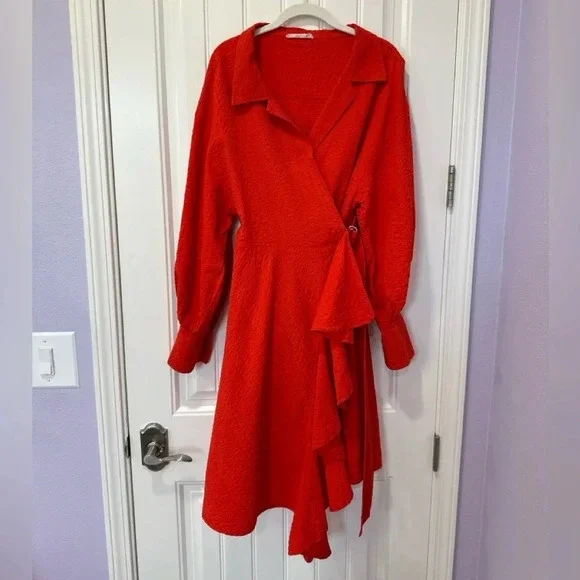 ADEAM | Textured Wrap Dress | Size Large - Picture 4 of 13